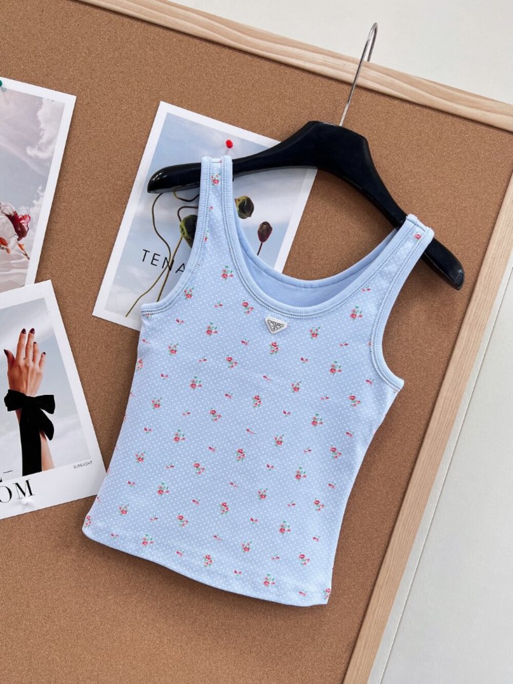 Prada Ditsy Floral Light Blue Tank Top - Picture 7 of 11